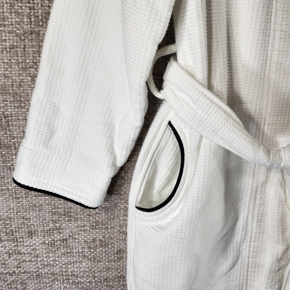Riley Home Hooded Waffle Robe Womens M White Heavyweight Cotton Okeo-Tex EUC - Picture 4 of 13